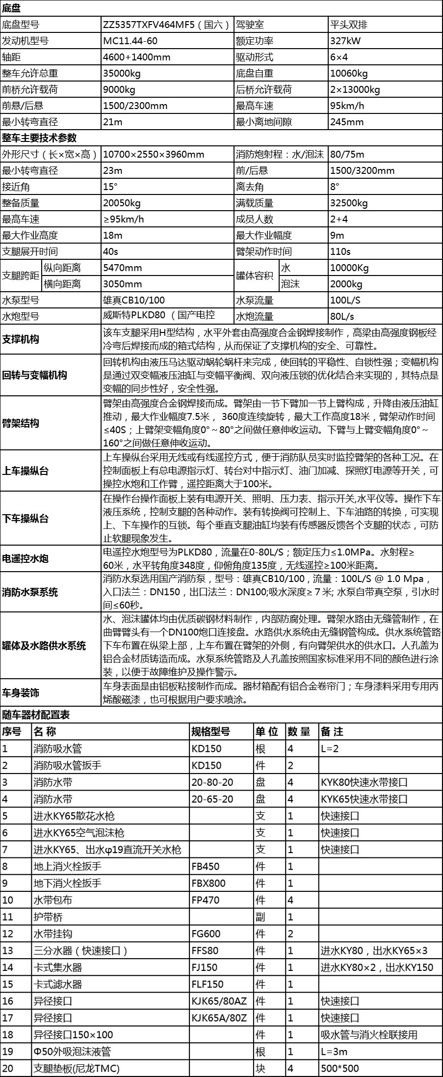 国六豪沃后双桥12立方18米举高喷射消防车